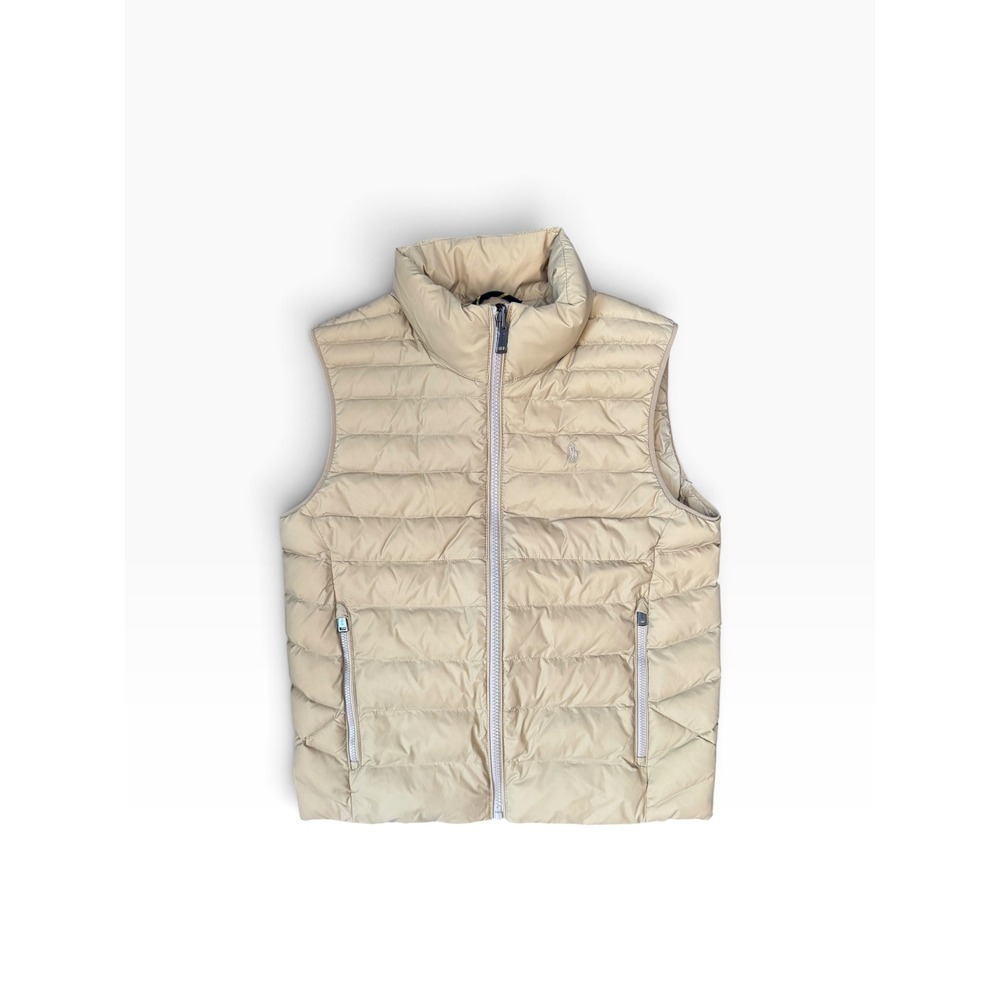 Polo Ralph Lauren Kids Tan Beige Quilted Puffer Vest Size M 10-12